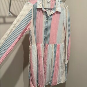 J. Crew Multicolor Striped Shirt Dress size 12